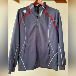 Descente Mens 1910b Fitness Jacket Full Zip Pockets Stretch Gray Size L